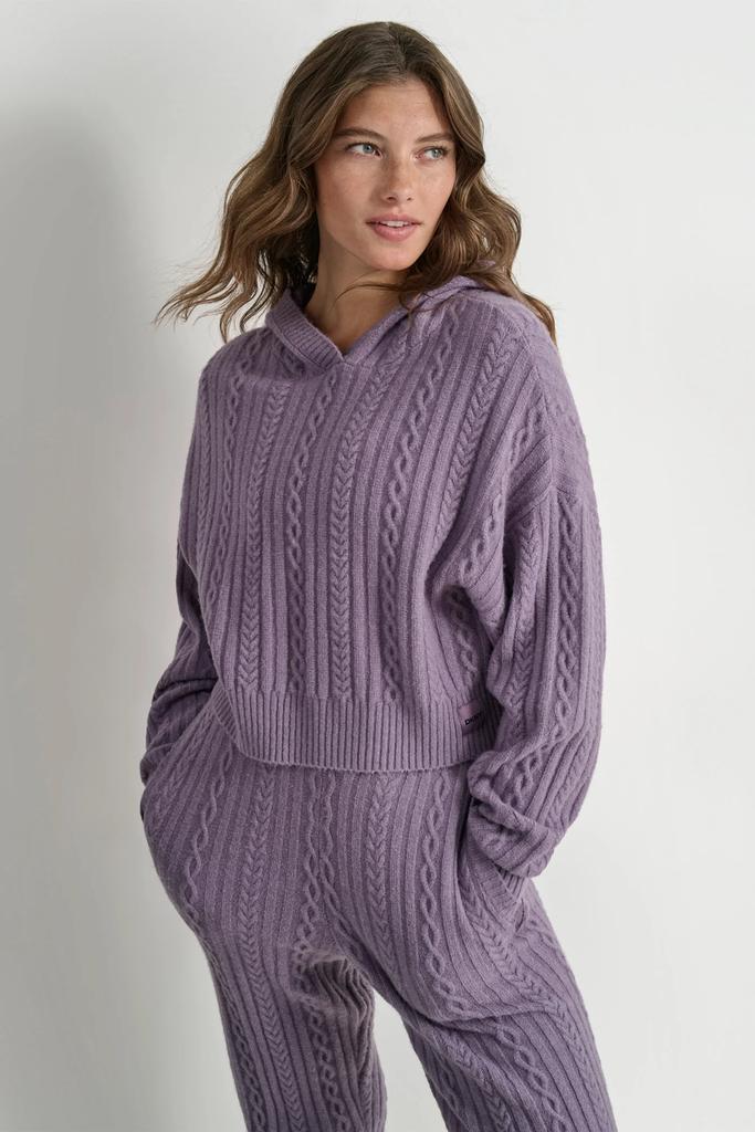 DKNY COZY CABLE SWEATER HOODIE