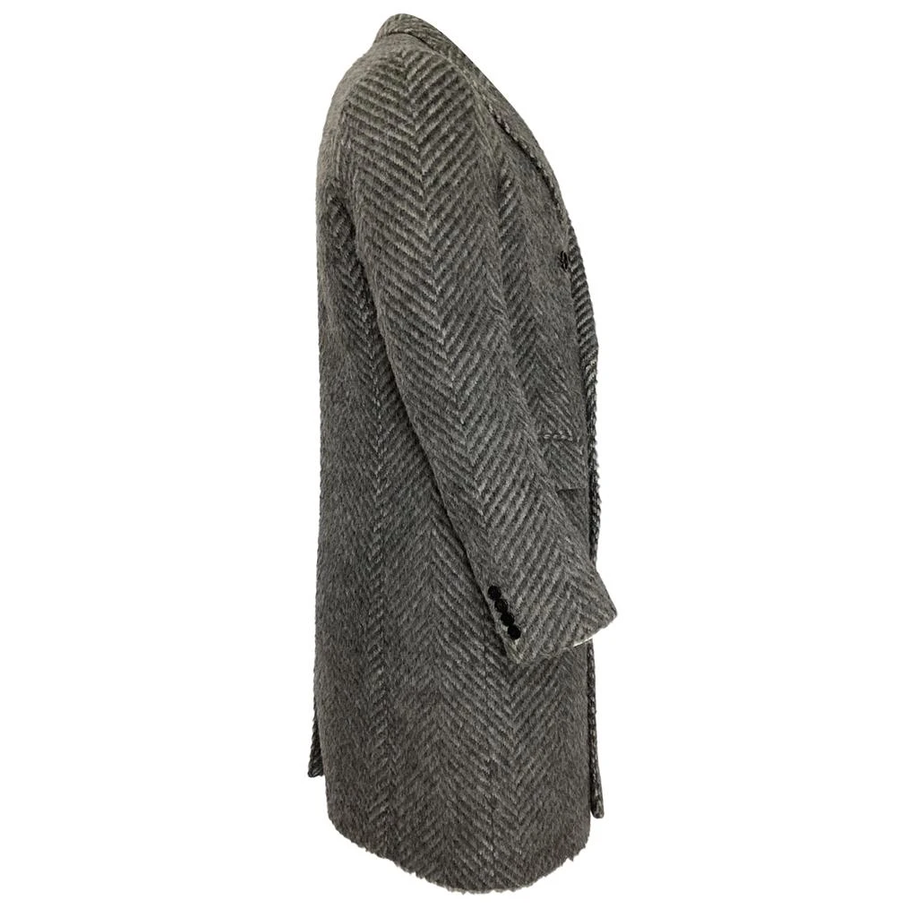 Burberry Double-Breasted Herringbone Chesterfield Coat in Grey Wool Mohair Alpaca Blend 3