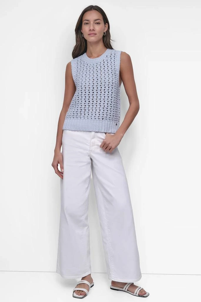 DKNY SLEEVLESS POINTELLE STITCH CREW NECK VEST 7