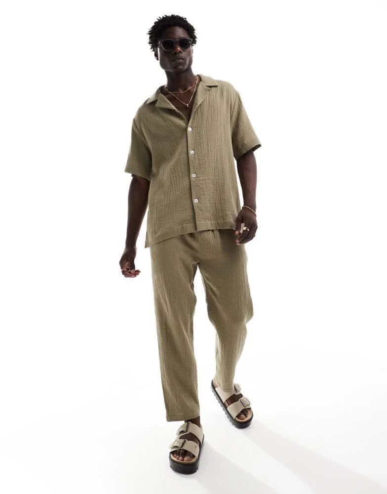 Goldsboro Goldsboro resort beach trouser in olive 1