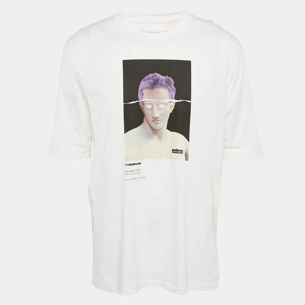 Neil Barrett Neil Barrett White Cyberpunk Print Jersey Slim Rolled Up Sleeve T-Shirt XL 1