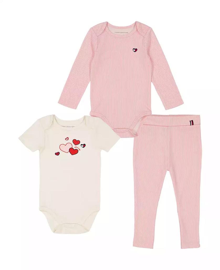 Tommy Hilfiger Baby Girl 2-Pack Ribbed Logo Bodysuits and Legging 3-Piece Set