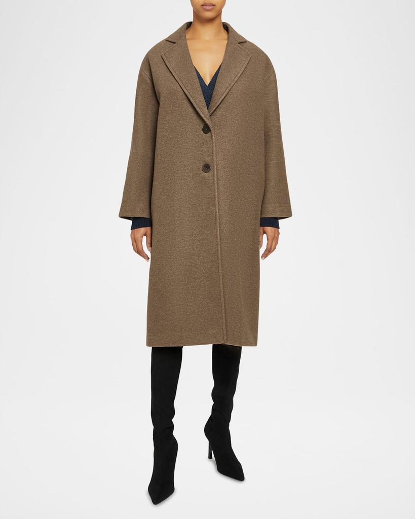 Santorelli Long Button-Down Wool Coat