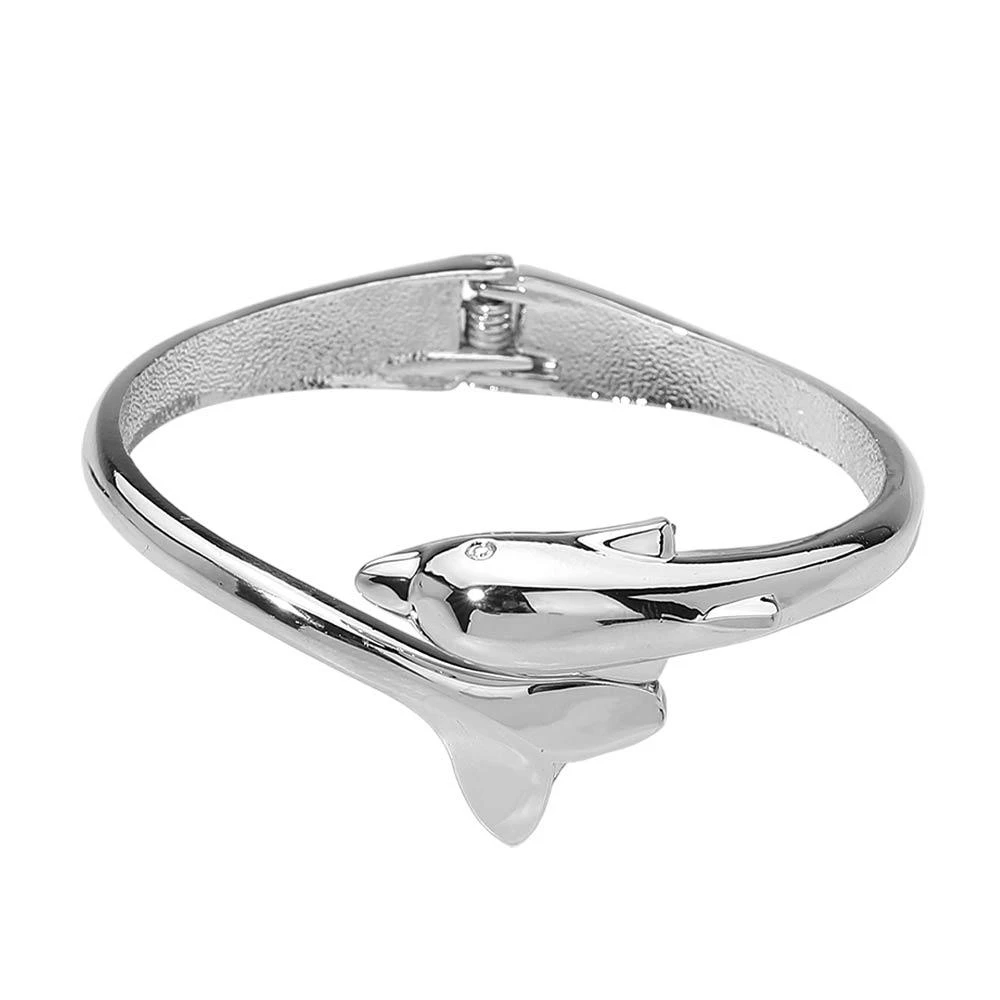 FASHNZFAB Sleek Dolphin Hinged Bangle Bracelet 2