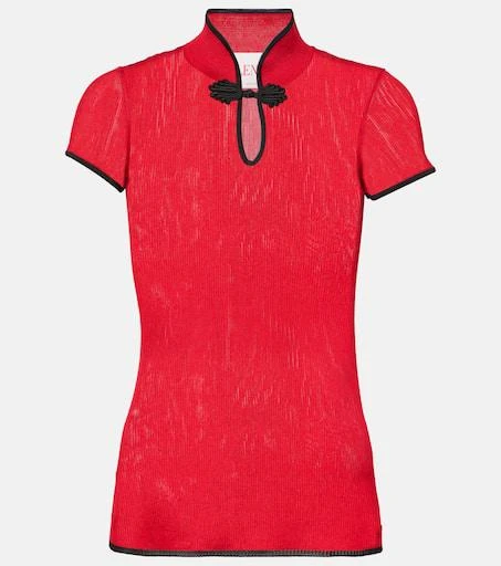 Valentino Ribbed-knit silk lamé top 1
