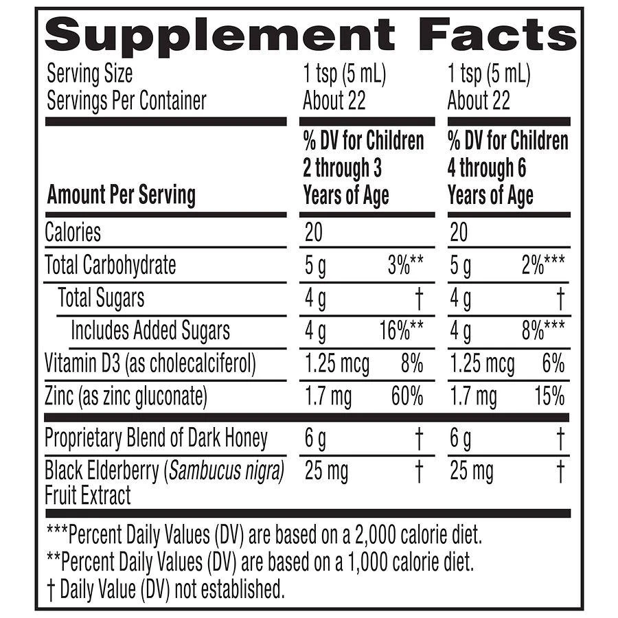 ZarBee's Naturals Children's Day Honey Cough Syrup + Immune Natural Mixed Berry 4