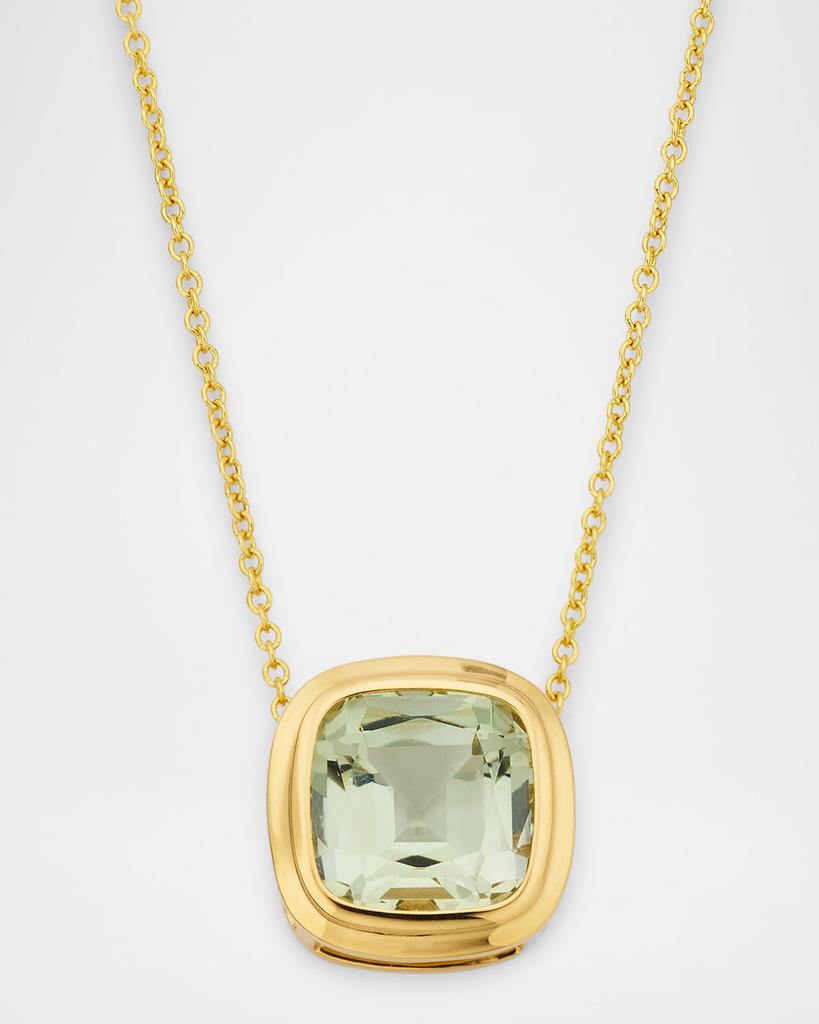 Goshwara Manhattan 18K Yellow Gold Prasiolite Cushion Pendant Necklace