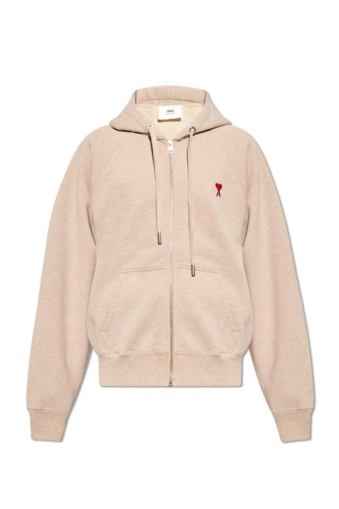 AMI Paris Ami De Coeur Logo Embroidered Zipped Hoodie