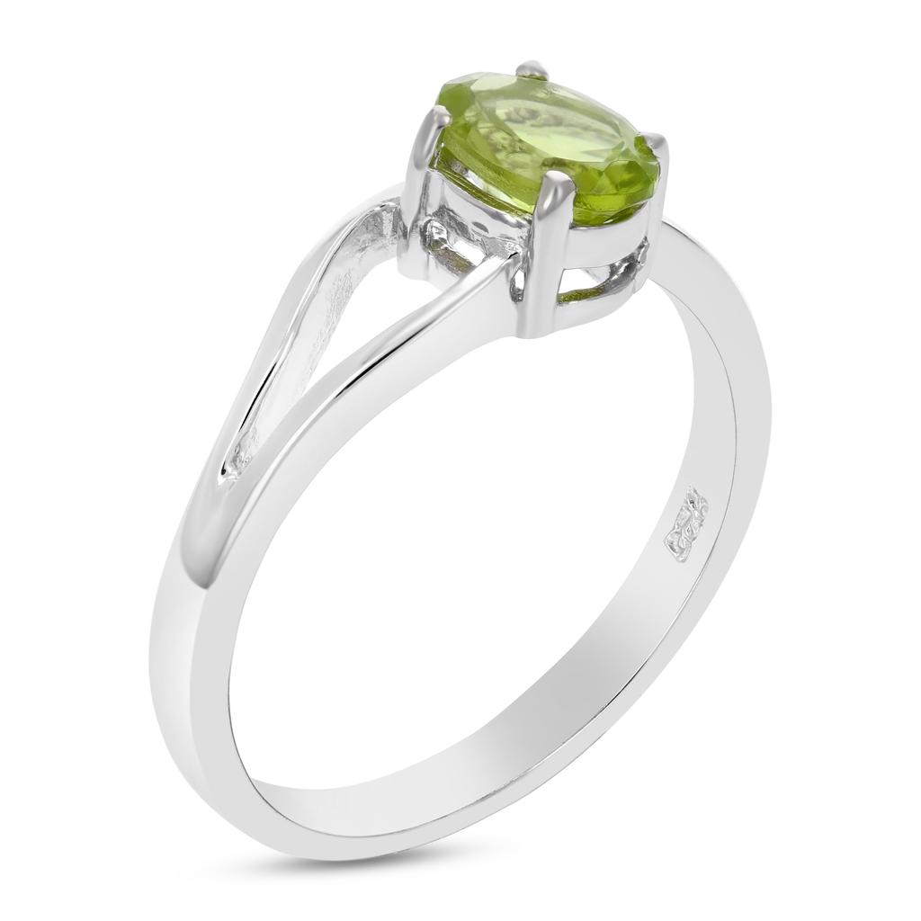 Vir Jewels 0.70 cttw Oval Shape Peridot Ring in .925 Sterling Silver with Rhodium Plating