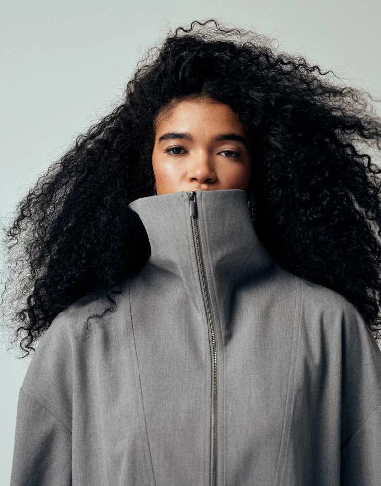 ASOS ASOS DESIGN tailored funnel neck jacket in grey co ord 3