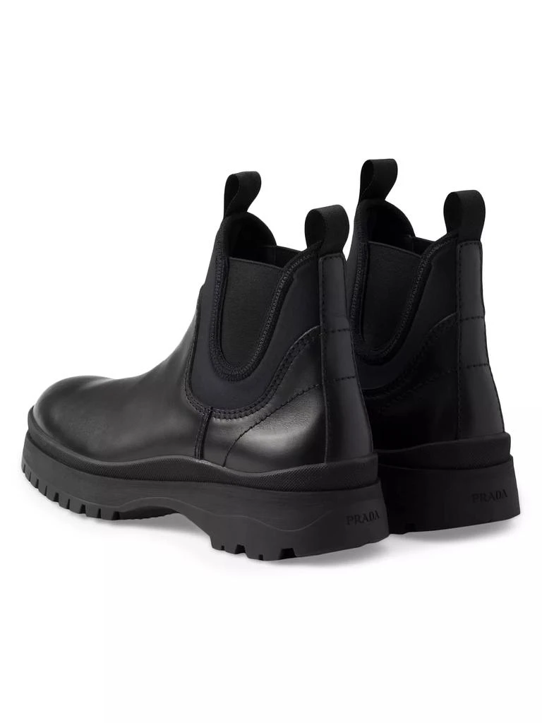 Prada Leather and Stretch Fabric Chelsea Boots 4