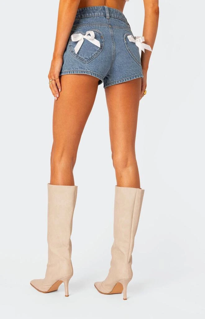 Edikted Bow Pocket Washed Denim Shorts 2