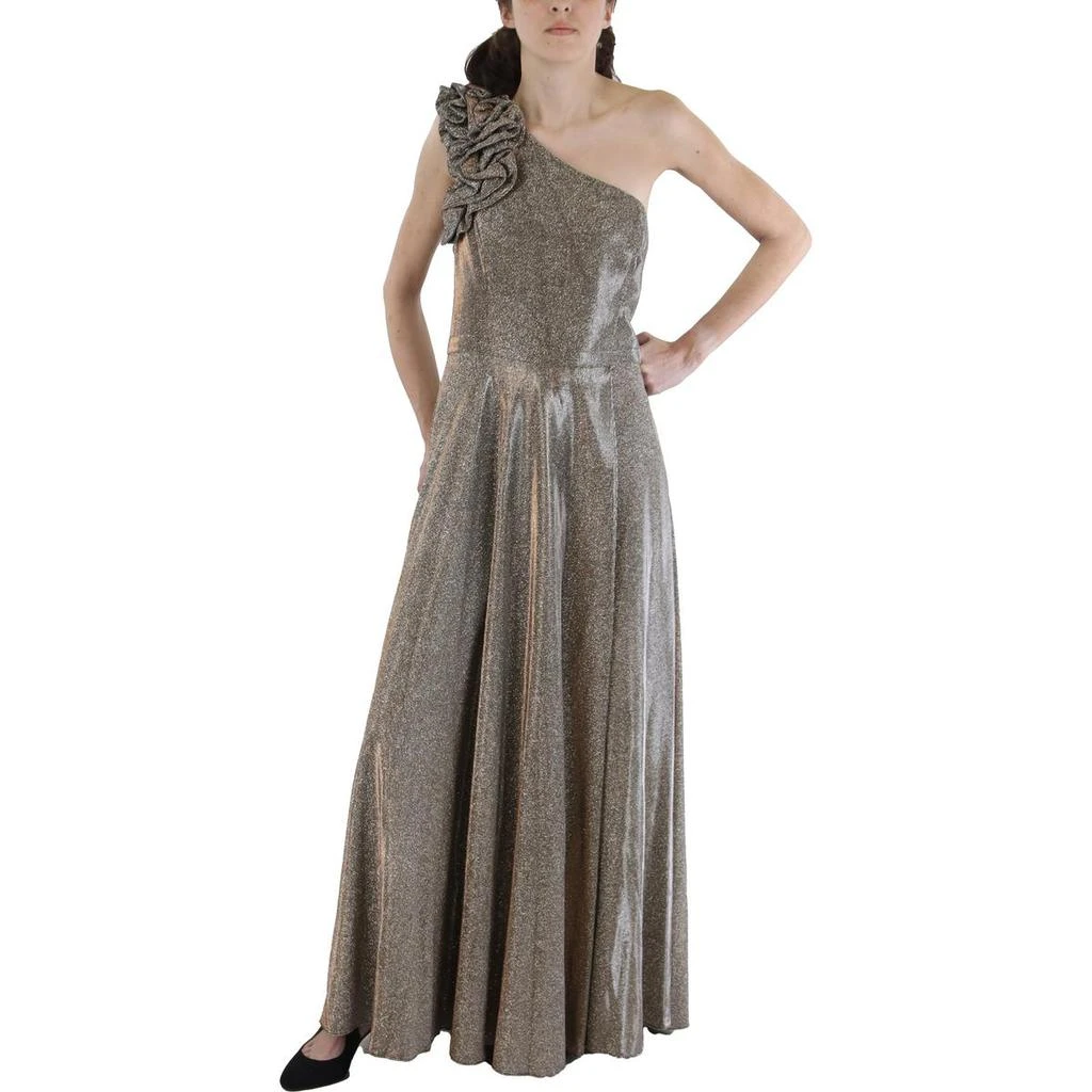 XSCAPE Womens Ruched Metallic Evening Dress 1