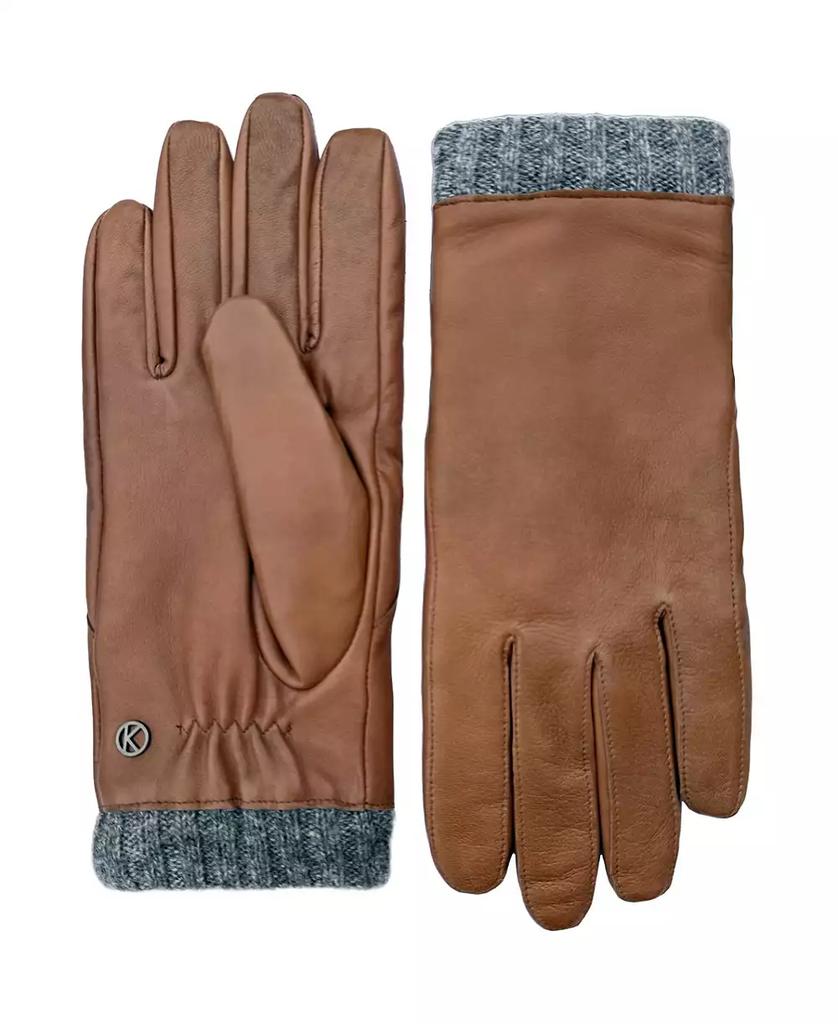 KESSLER Men's Leather gloves "RASMUS" with knitted cuff and touch function