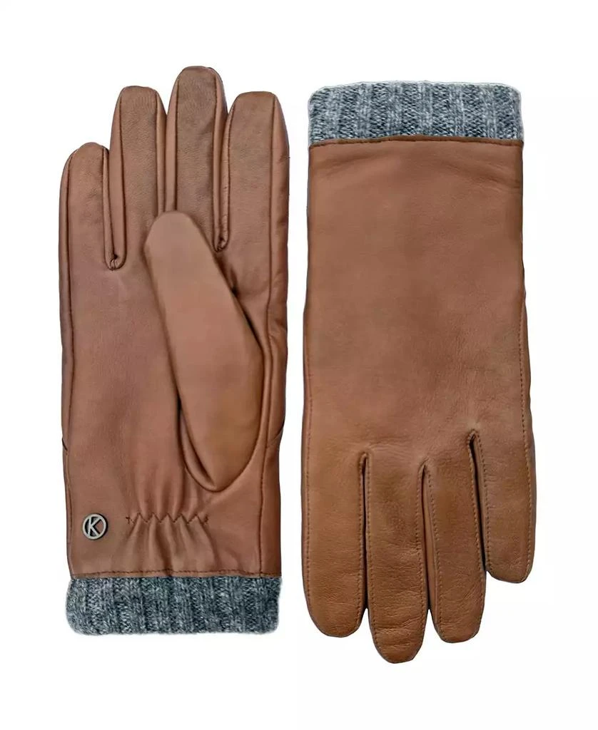 KESSLER Men's Leather gloves "RASMUS" with knitted cuff and touch function 2