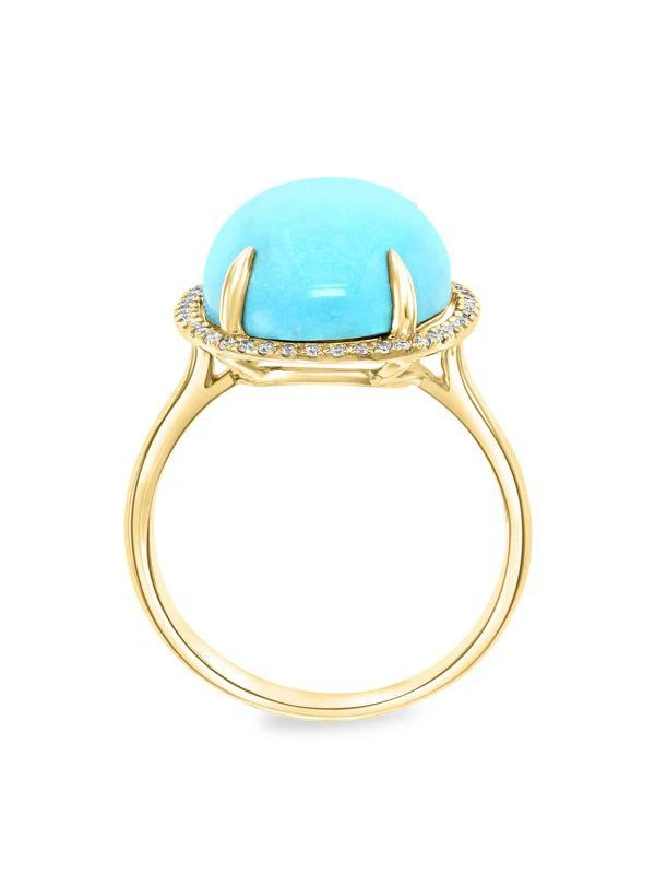 Effy 14K Yellow Gold, Turquoise 
0.17 TCW Diamond Oval Ring 3