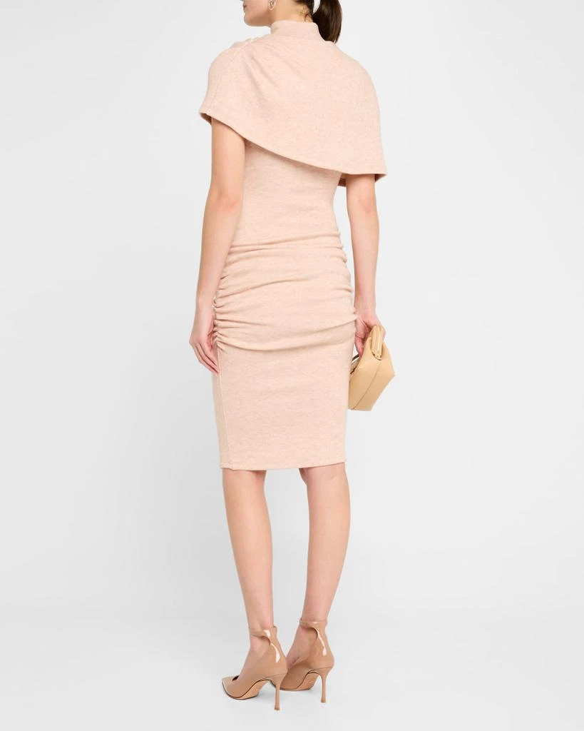 Black Halo Ruched Turtleneck Cape Knit Dress 3