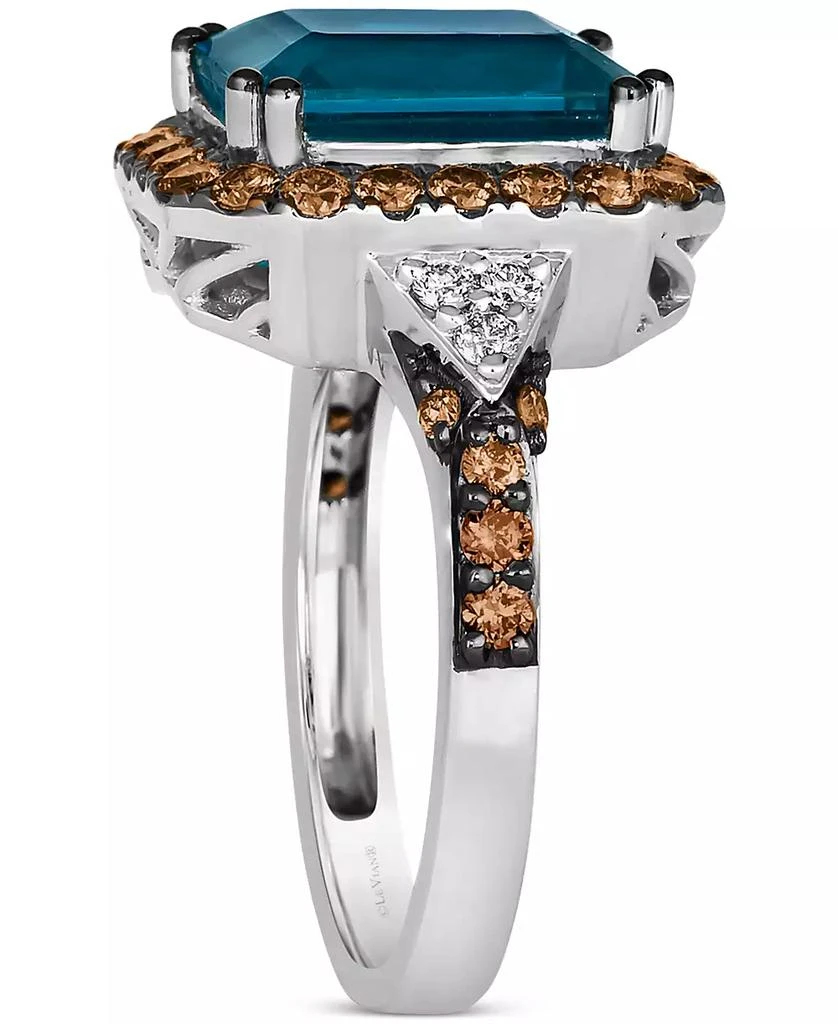 Le Vian Couture Deep Sea Blue Topaz (5 ct. t.w.), Chocolate Diamonds (3/4 ct. t.w.) 
Nude Diamonds (1/10 ct. t.w.) Square Halo Ring in Platinum 3