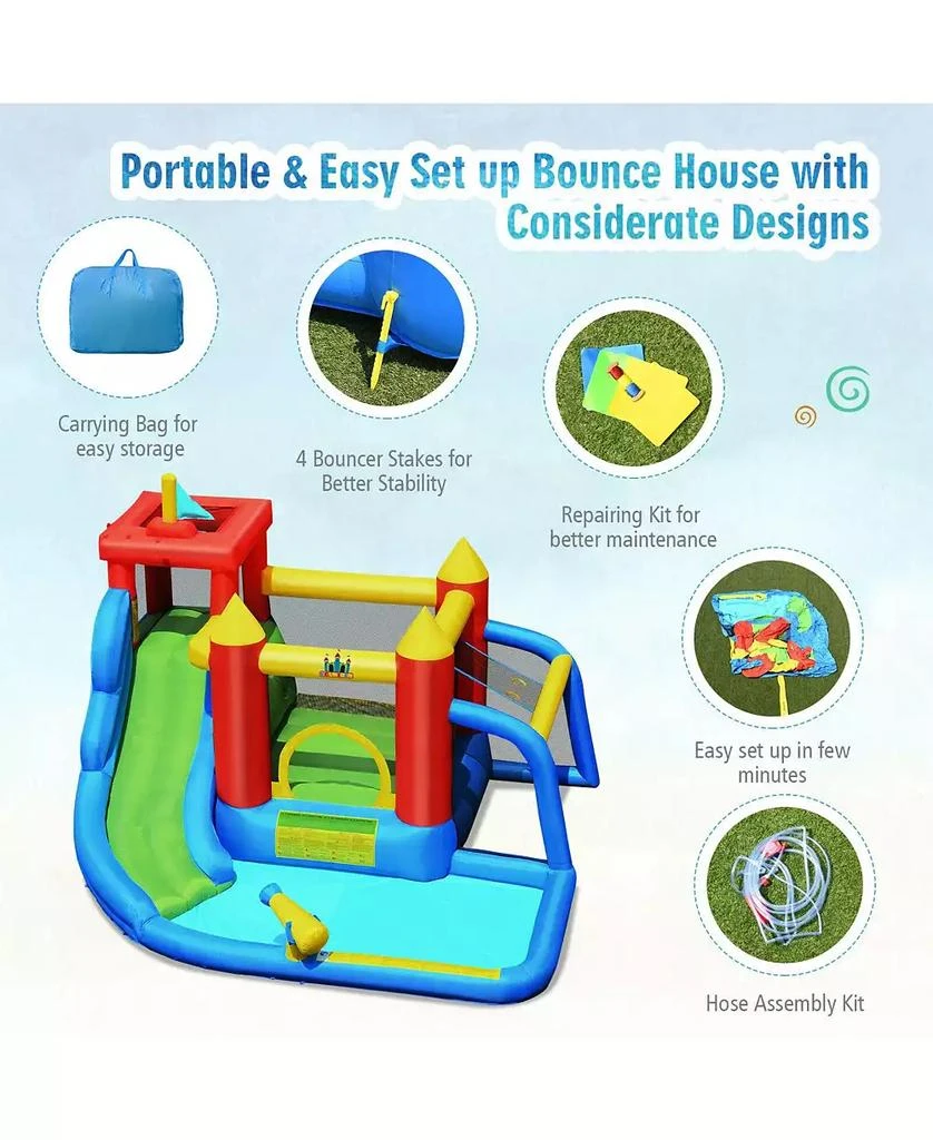 Mecale Inflatable Bouncer Bounce House with Water Slide Splash Pool without Blower 10