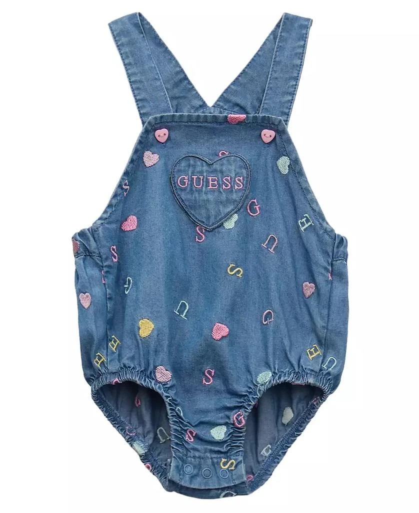 GUESS Baby Girls 2-Piece Short Sleeve Bodysuit and Embroidered Overall Set 6