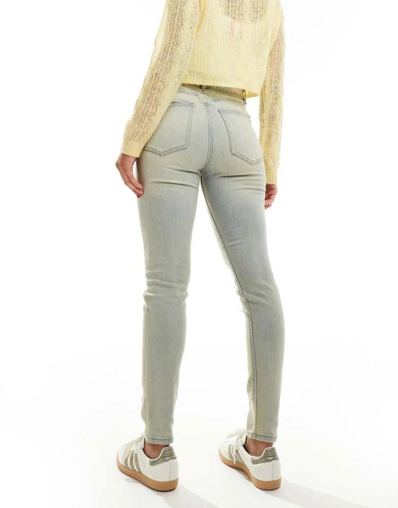 Pull&Bear Pull&Bear high rise skinny jeans in dirty blue 2