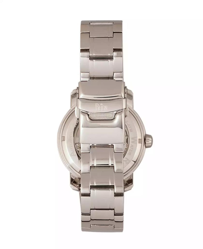 Reign Kahn Automatic White Dial, Skeleton Silver Stainless Steel Watch 45mm