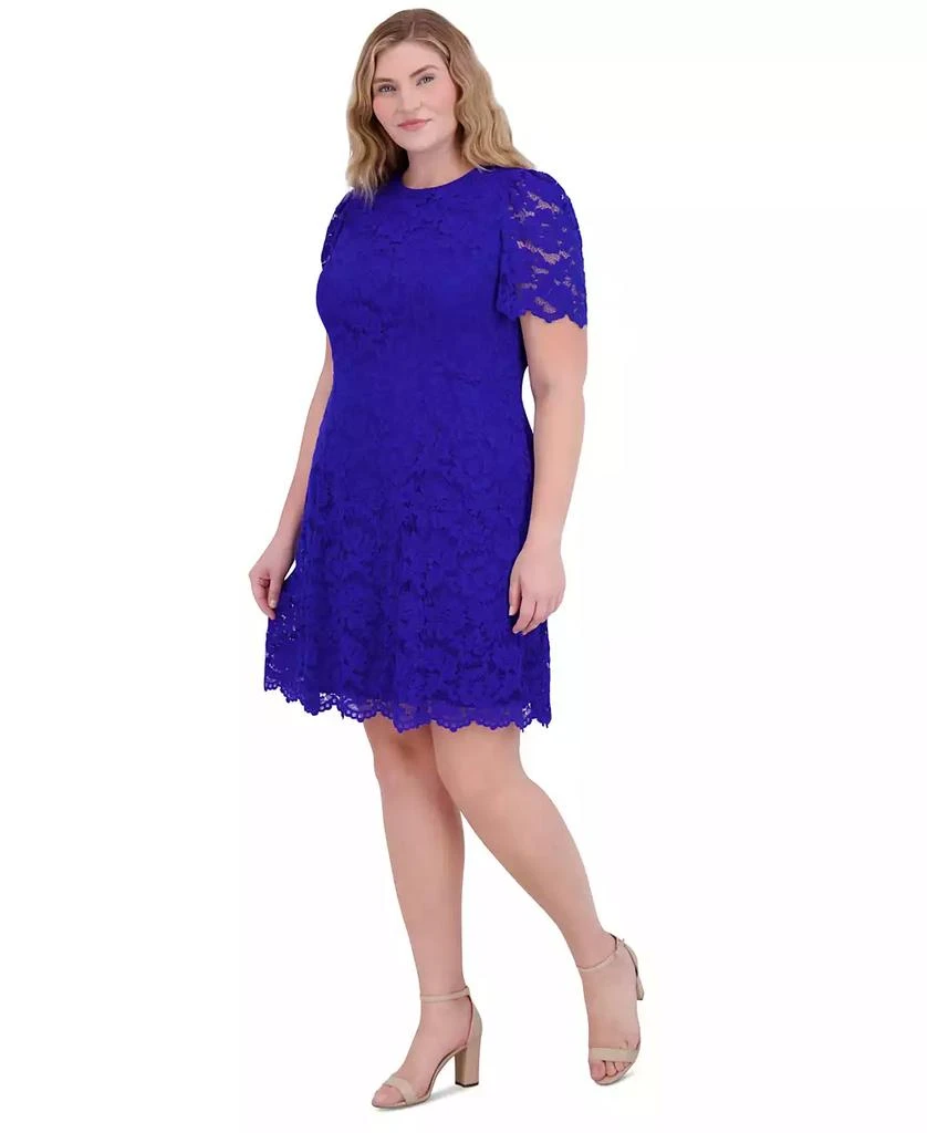 Jessica Howard Plus Size Plus Size Lace Short-Sleeve A-Line Dress 3
