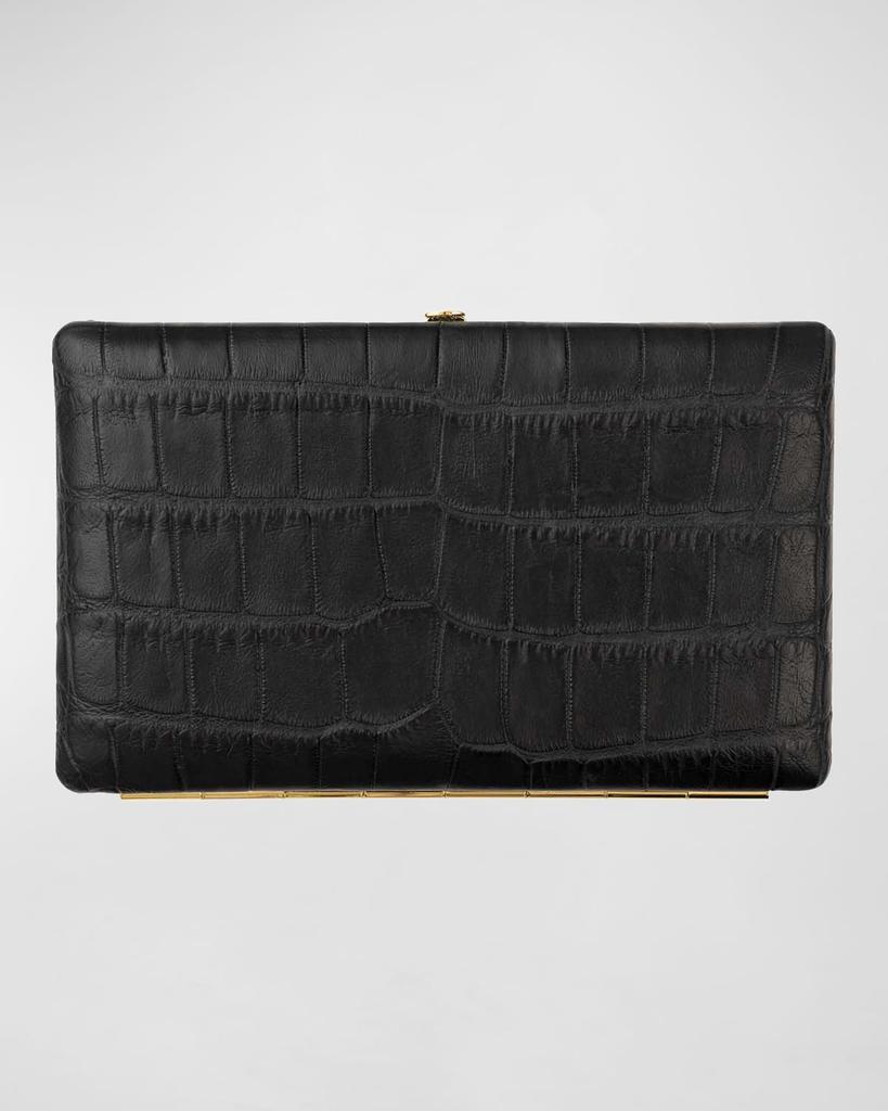 Abas Polished Matte Cache Frame Alligator Wallet