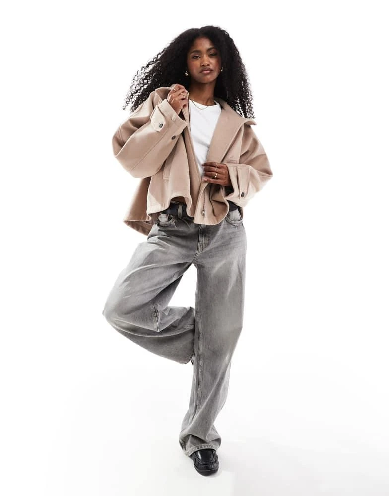 ASOS ASOS DESIGN cropped cape formal coat in dusty rose 2