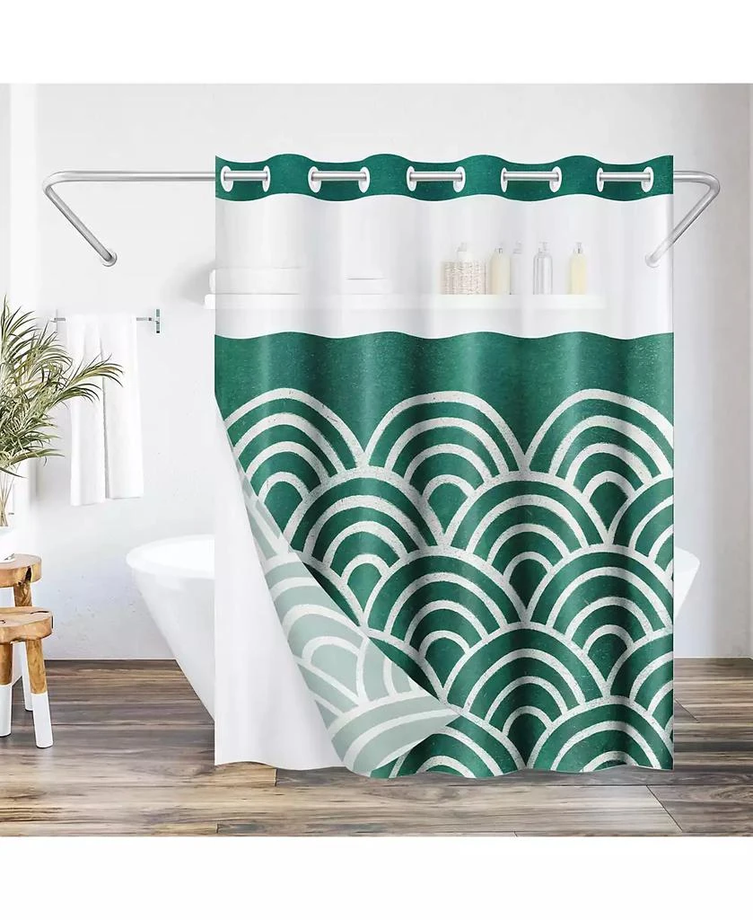 Americanflat Hookless Shower Curtain with Sheer Panel, Snap-In Liner, and Grommets, 72x75