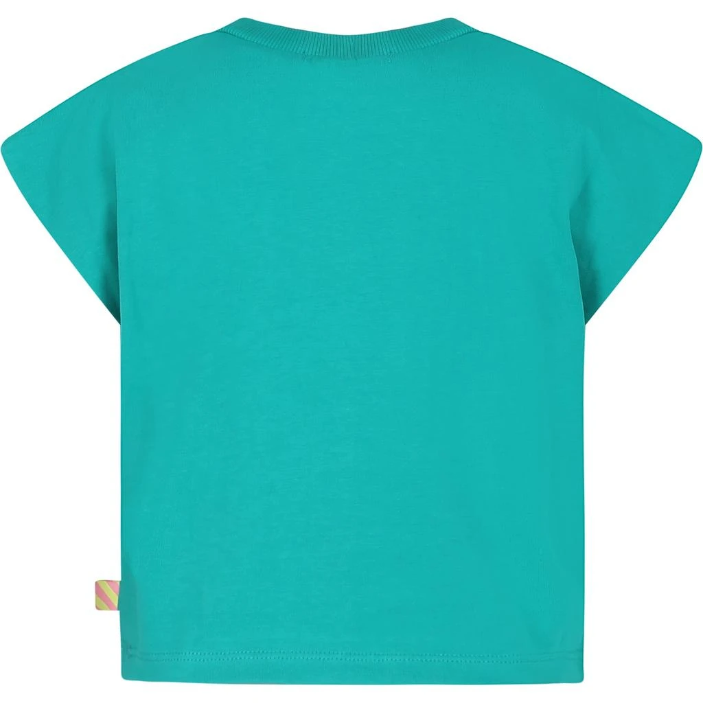 Billieblush Green Crop T-shirt For Girl With Print And Sequins 2
