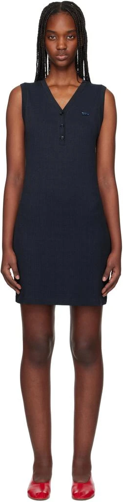 Maison Kitsune Blue Baby Fox Patch Ribbed Minidress