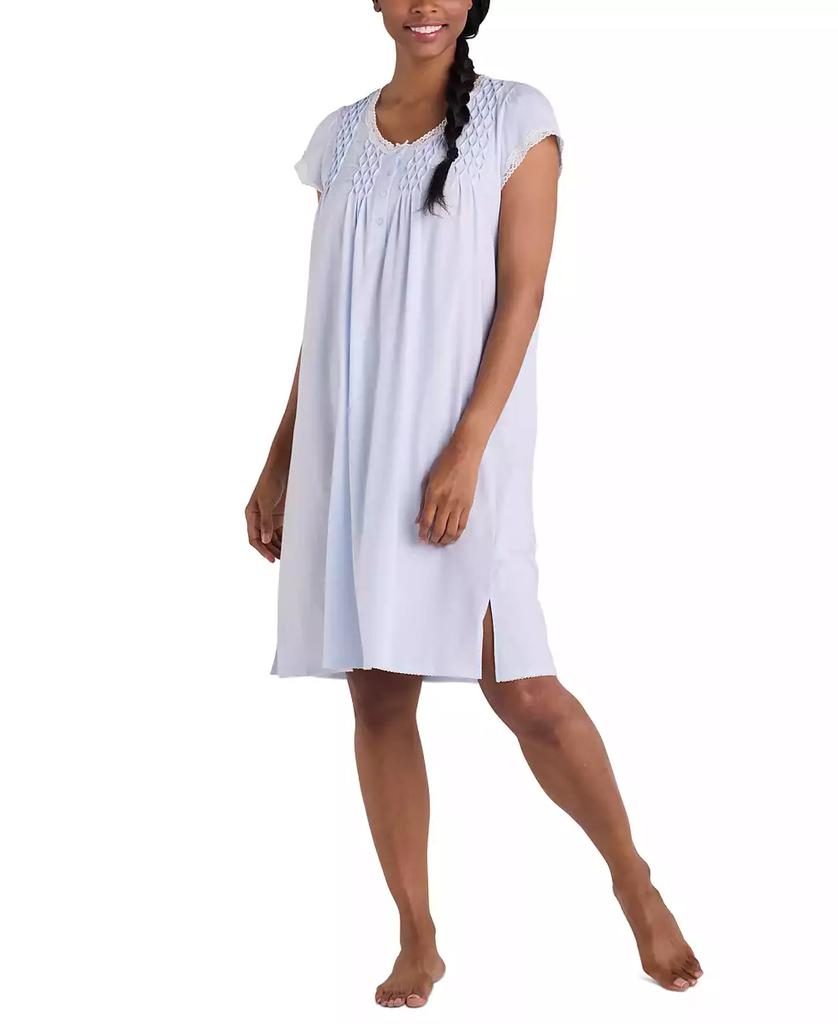 Miss Elaine Plus Size Diamond-Yoke Lace-Trim Nightgown