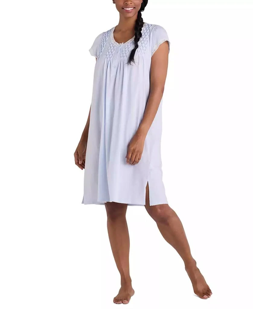Miss Elaine Plus Size Diamond-Yoke Lace-Trim Nightgown 1