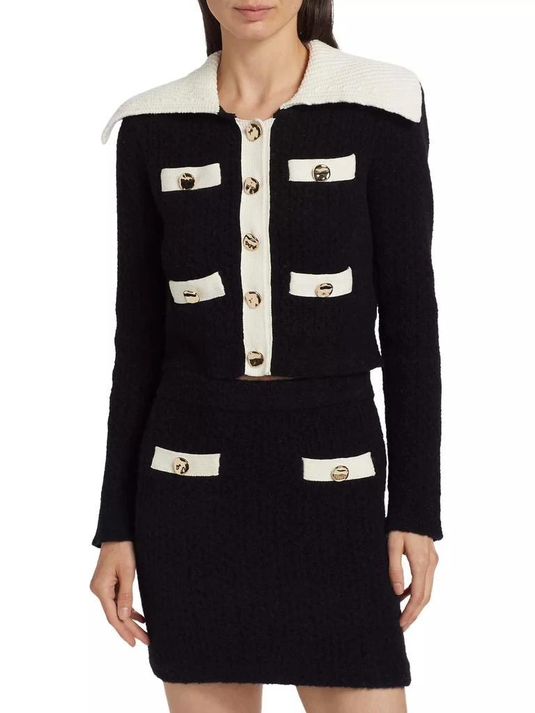 Self Portrait Two-Tone Gold-Tone Button Cardigan 3