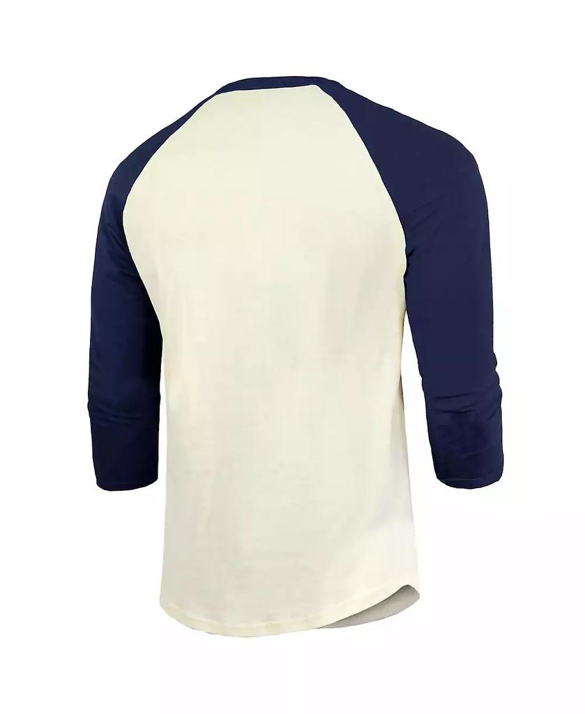 Majestic Men's Cream/Navy New York Yankees 2024 World Series Raglan Softhand 3/4-sleeve T-shirt