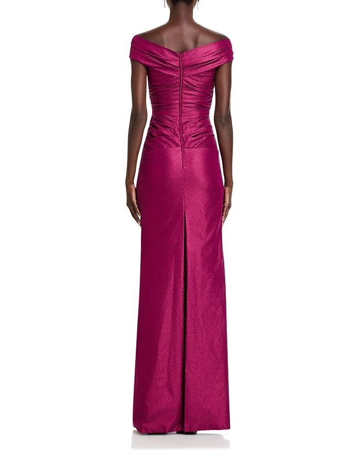 Teri Jon Stretch Metallic Off-the-Shoulder Gown 4
