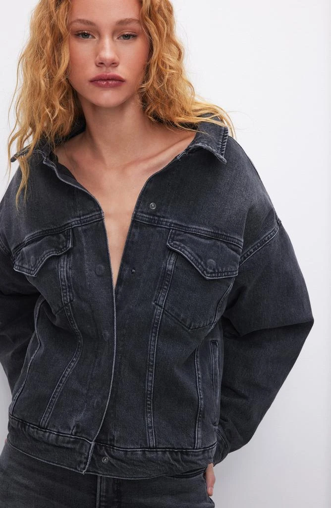 Good American Cotton Denim Trucker Jacket 10