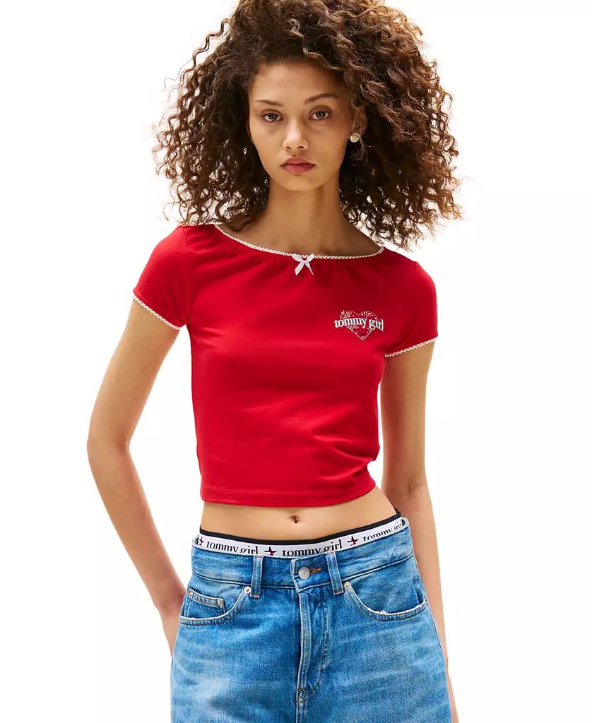 売れ筋商品|||トミーヒルフィガー カットソー トップス レディース Women's Cotton Relaxed Varsity T-Shirt Custard Cream Tommy Jeans Women's Cotton Relaxed Varsity T-Shirt - T