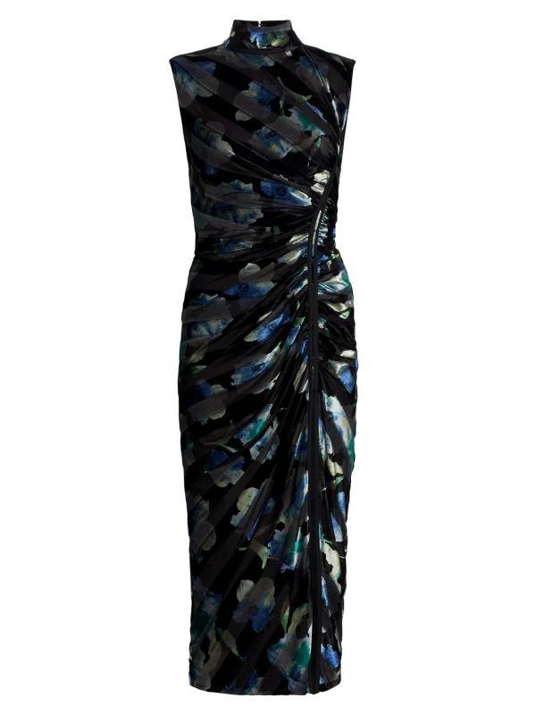 Ramy Brook Hallie Patterned Velvet Midi-Dress 6