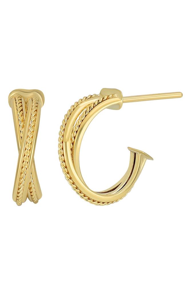 Bony Levy 14K Gold 10mm Crossover Hoop Earrings