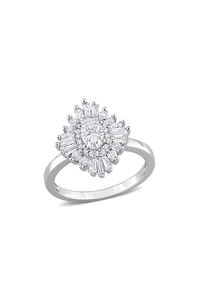 DELMAR Sterling Silver Created White Sapphire Statement Ring