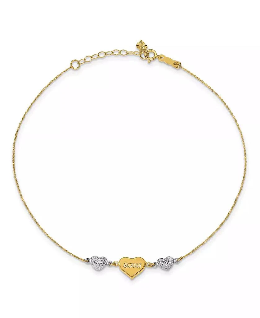 Macy
s Puffed Heart "Love" Anklet in 14k Yellow and White Gold