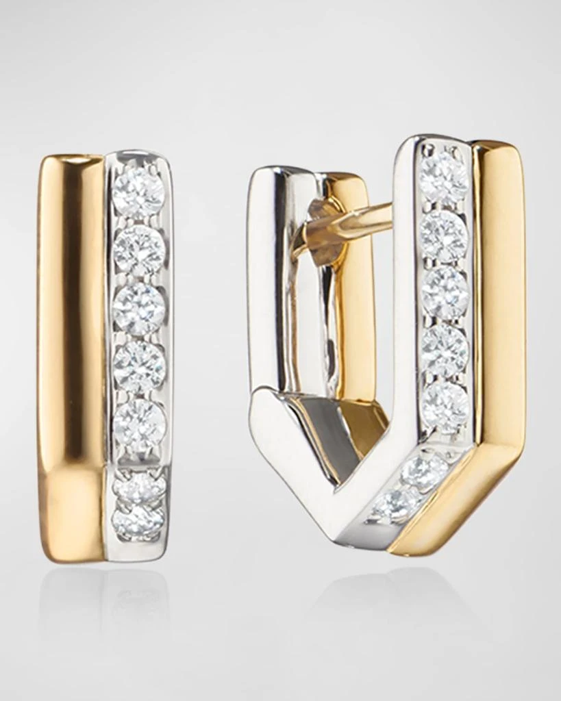 Monica Rich Kosann 18K Gold and Sterling Silver Huggie Earrings with White Sapphire 1