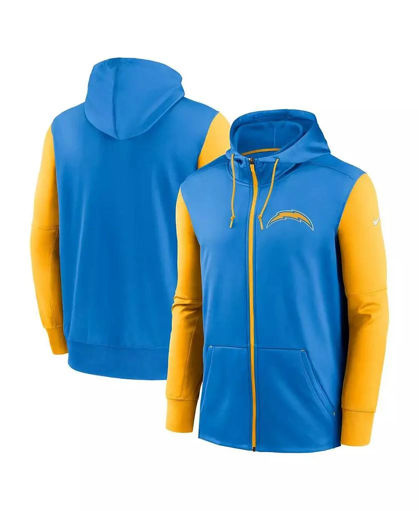 NIKE Men's Powder Blue Los Angeles Chargers Performance Full-Zip Hoodie 1