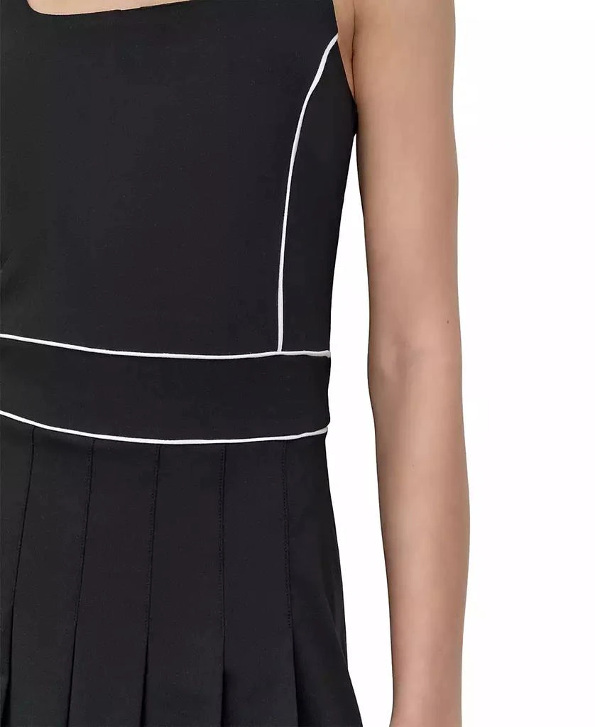 DKNY Women's Contrast-Piping Pleated Sleeveless Dress 7