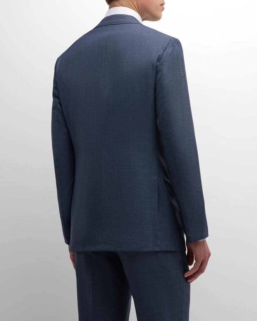 Isaia Men's Blue Birdseye Wool Suit 9