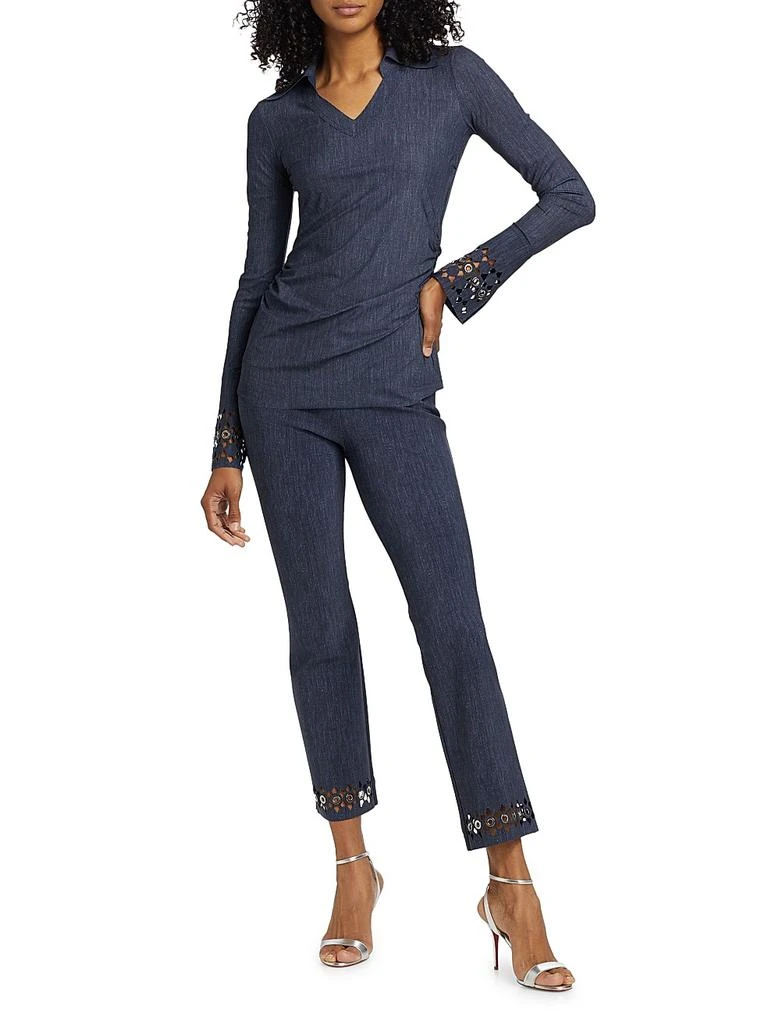 Chiara Boni Patvenusettebr Laser-Cut Grommet Flare Pants 2