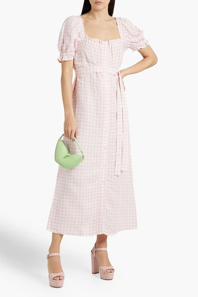 Sleeper Brigitte gingham linen-blend midi dress 2