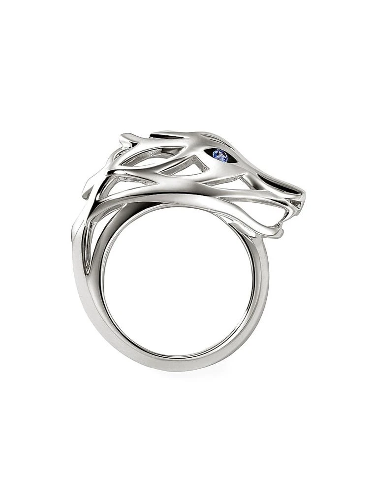 John Hardy Naga Dragon Sterling Silver &amp; Blue Sapphire Ring 6